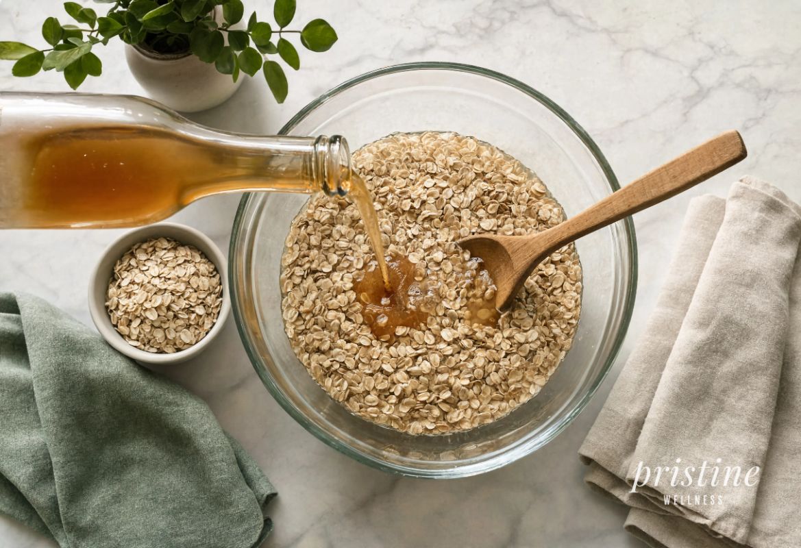 Fermented Overnight Oats with Raw Honey and Seasonal Fruit, step photo