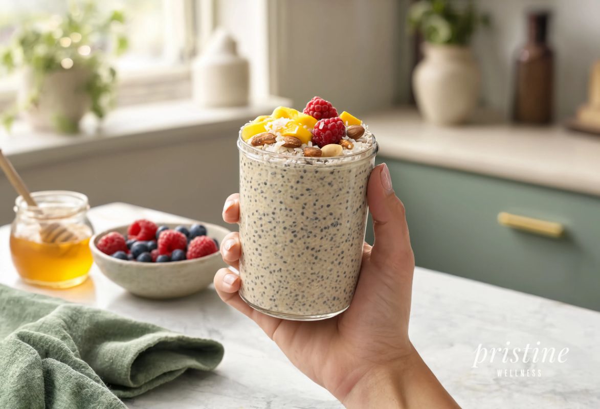 Fermented Overnight Oats with Raw Honey and Seasonal Fruit, step photo